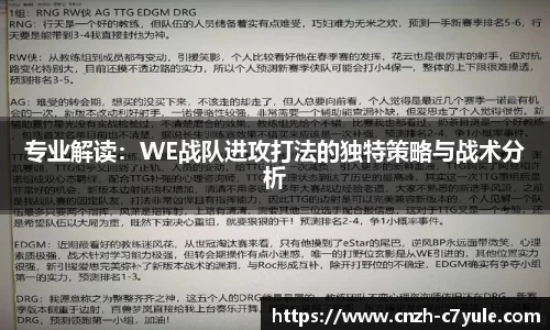 专业解读：WE战队进攻打法的独特策略与战术分析